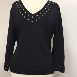 Once 1 Again Black Dressy 3/4 Length Sleeve Top